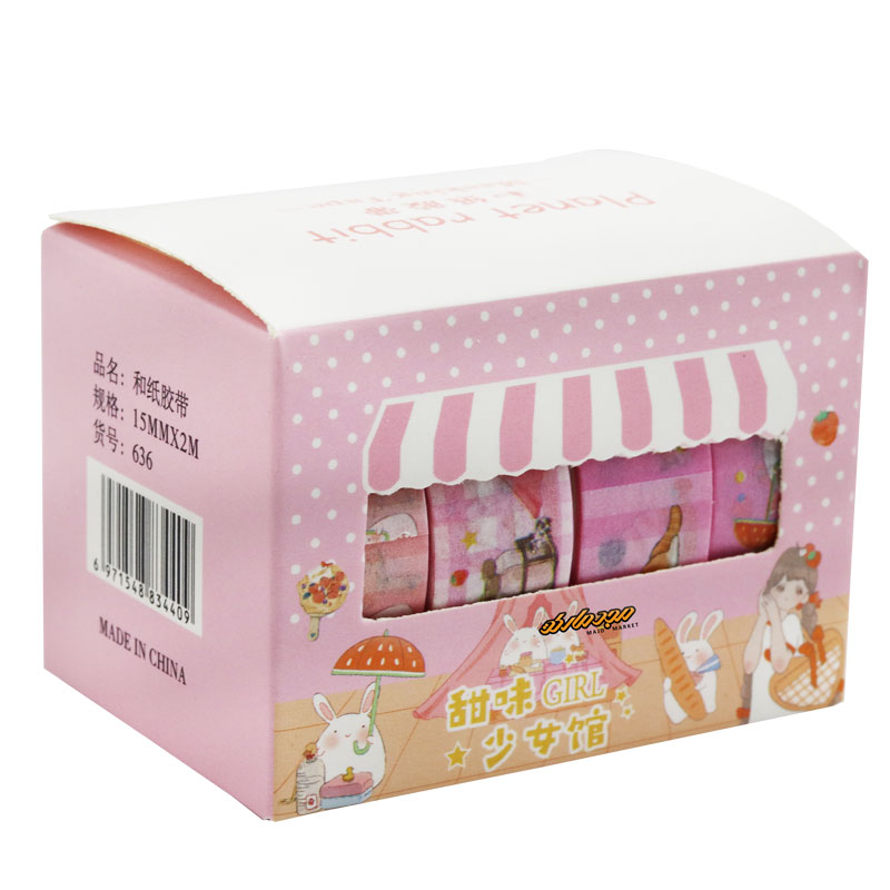 چسب نواری طرح دار صورتی 636