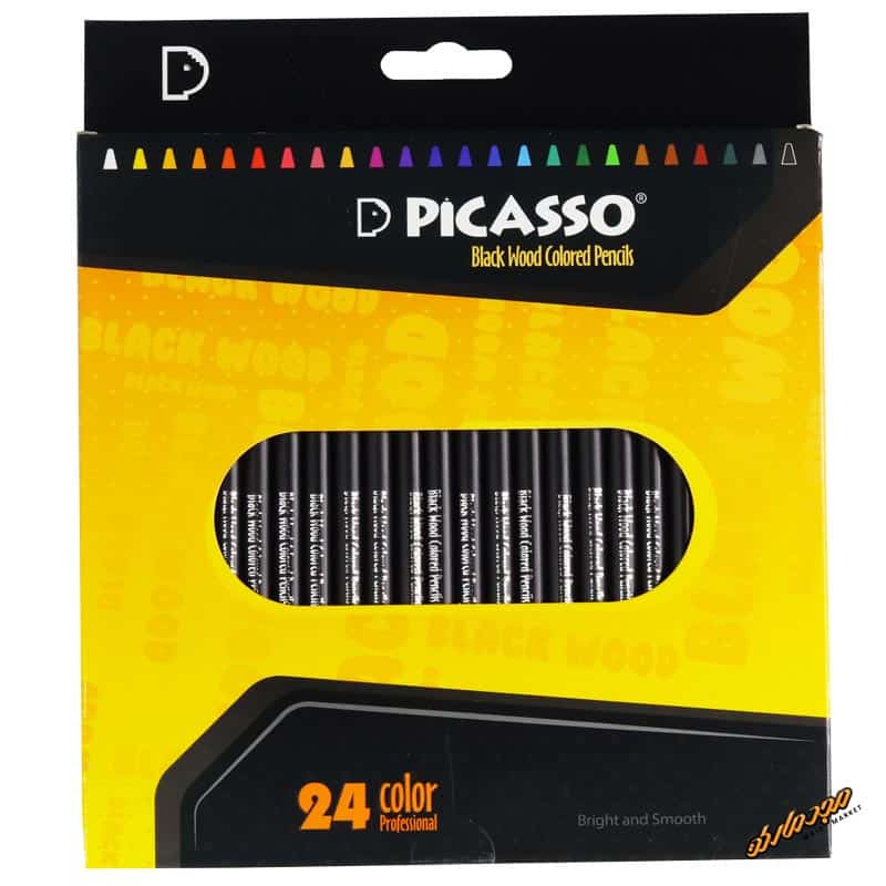 مداد رنگی 24 رنگ چوب مشکی پیکاسو