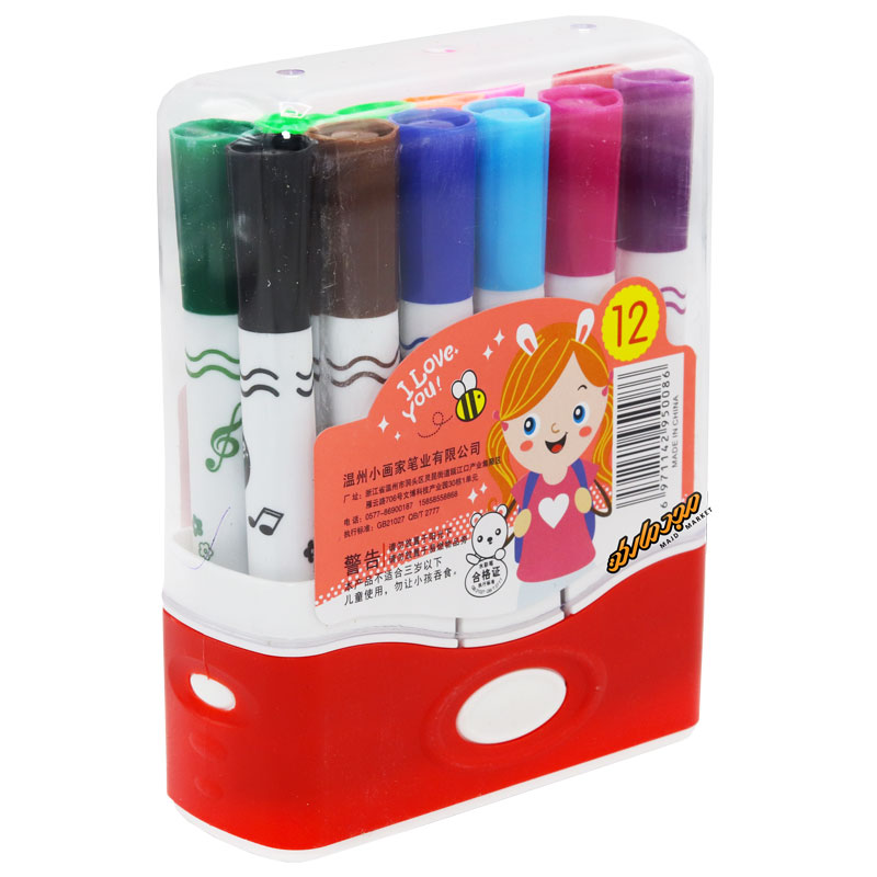 ماژیک رنگ آمیزی 12 رنگ جعبه طلقی قرمز 8081