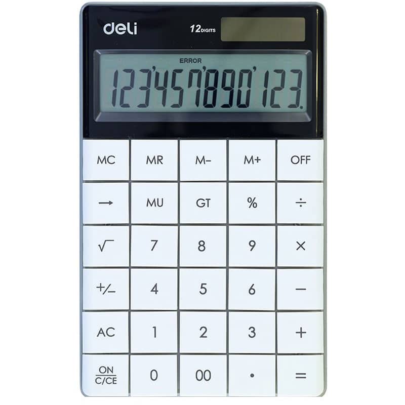 ماشین حساب رومیزی 12 رقم سفید دلی مدل 1589