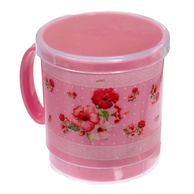 لیوان دو تیکه صورتی طرح گل Home&amp;School