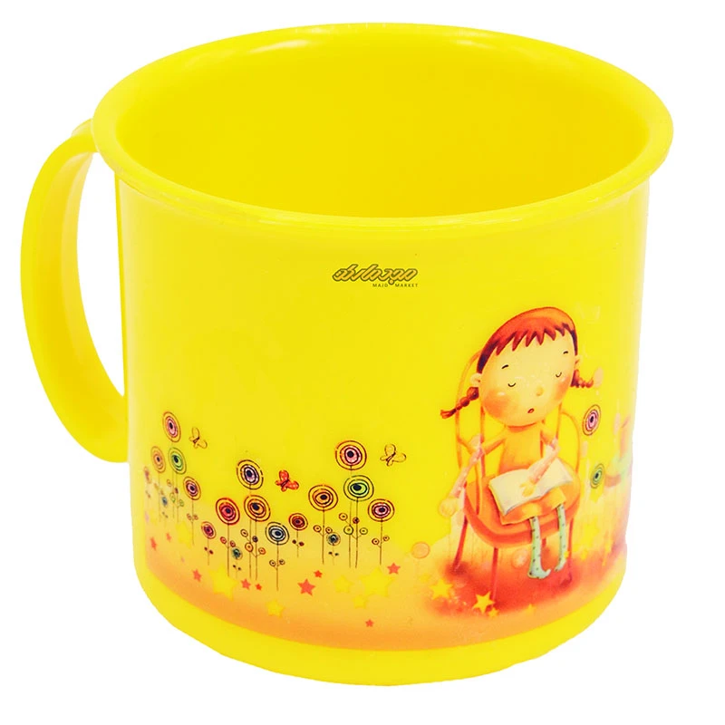 لیوان لبه دار زرد طرح دختر کتاب خوان Home&amp;School (4)