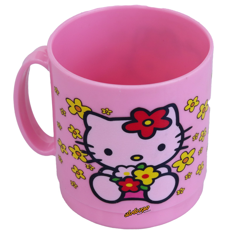 لیوان دو تیکه صورتی طرح کیتی و گل Home&amp;School