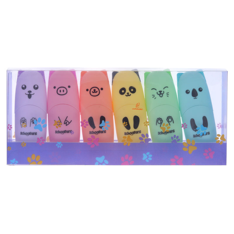 ماژیک علامت گذار مینی طرح حیوانات 6 رنگ پاستلی اسکول فنس 92314 (2)