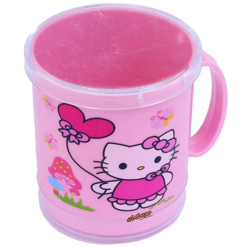 لیوان دو تیکه صورتی طرح کیتی و قلب Home&School (4)