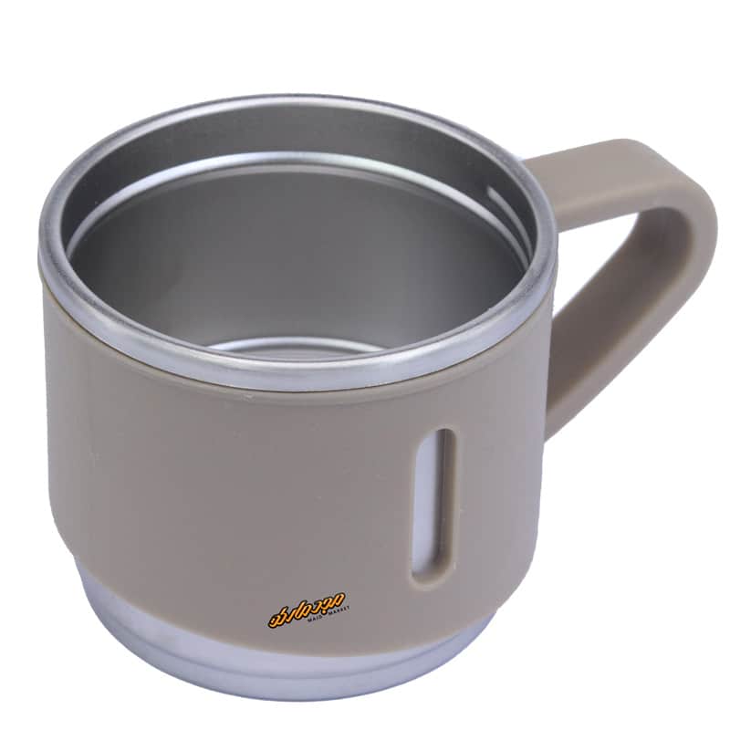 لیوان استیل خاکی دسته دار (2)