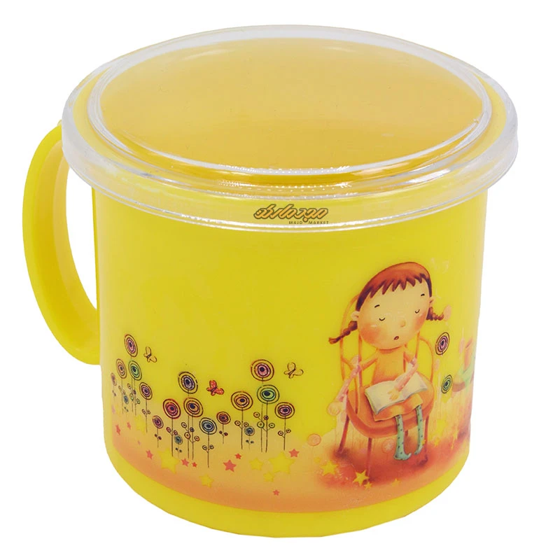 لیوان لبه دار زرد طرح دختر کتاب خوان Home&amp;School (1)