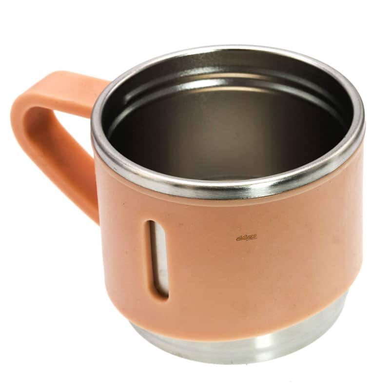 لیوان استیل صورتی دسته دار