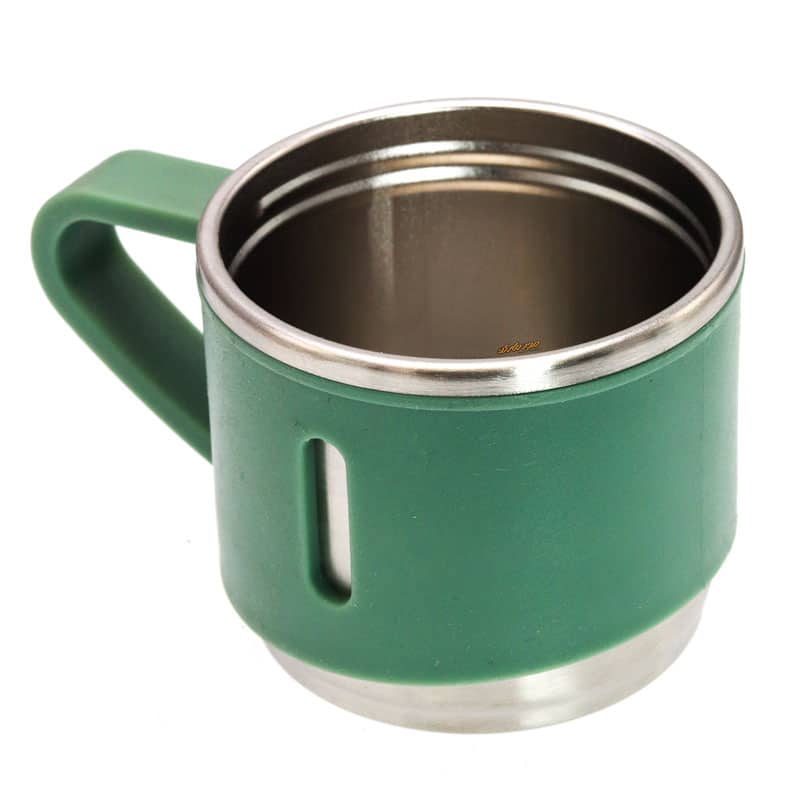 لیوان استیل سبز دسته دار