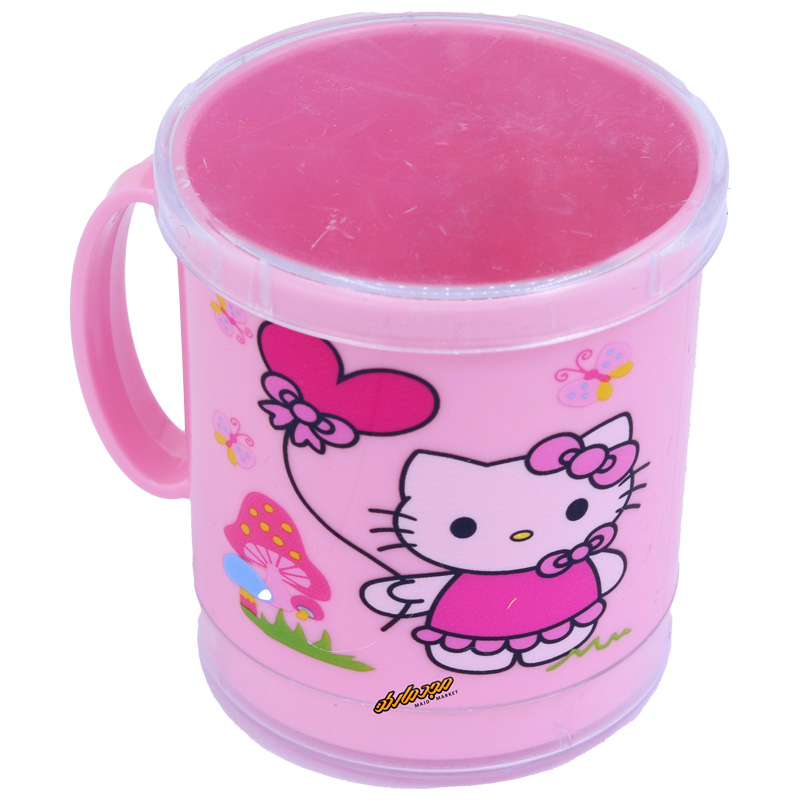 لیوان دو تیکه صورتی طرح کیتی و قلب Home&School (3)