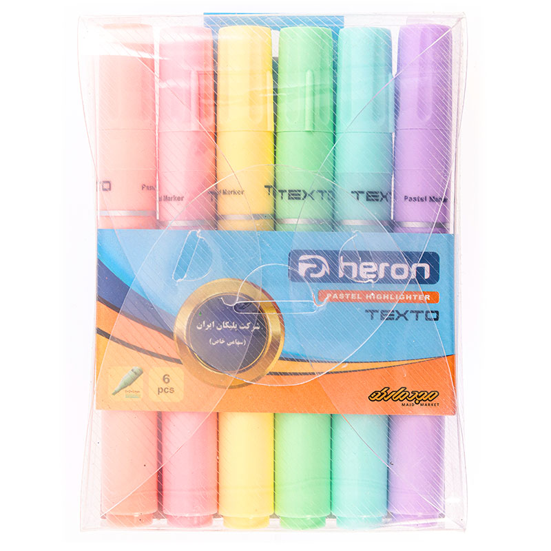 ماژیک علامت گذار بسته ای 6 رنگ پاستلی هرون HERON