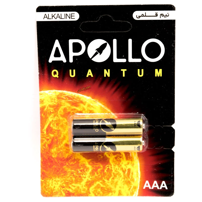 باتری نیم قلمی آلکالاین آپولو بسته دو عددی APOLLO