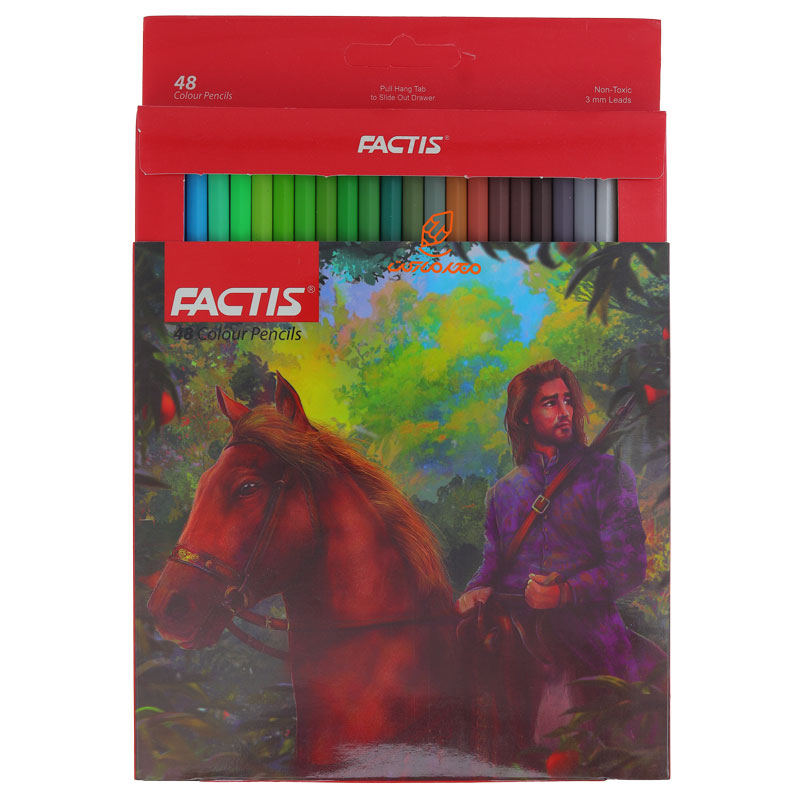 مداد رنگی 48 رنگ جعبه مقوایی طرح پسر و اسب فکتیس FACTIS (4)