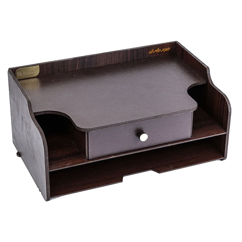 زیر مانیتور چوبی کشو دار بهنود