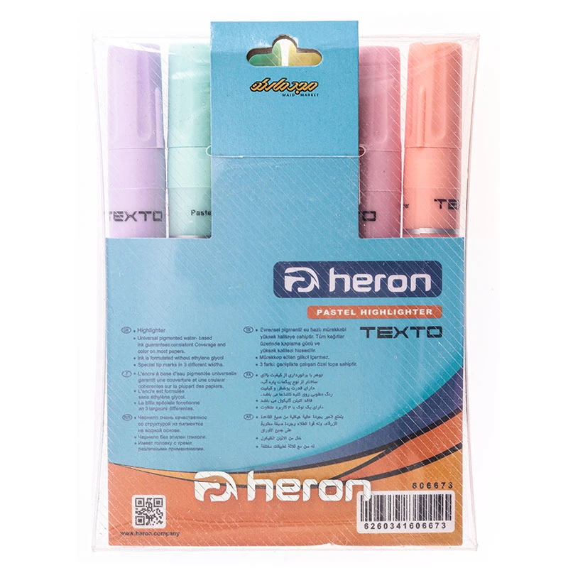 ماژیک علامت گذار بسته ای 6 رنگ پاستلی هرون HERON (4)