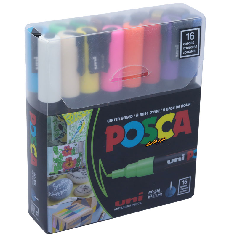 ماژیک 16 رنگ مدل پوسکا نوک (0.9-1.3 میلیمتر) یونی بال