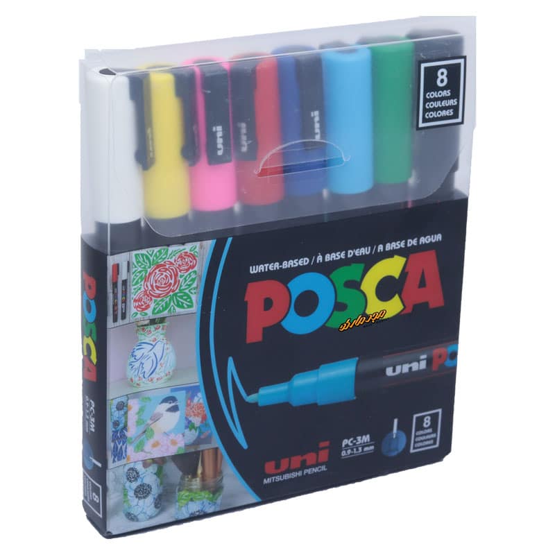 ماژیک 8 رنگ مدل پوسکا نوک (0.9-1.3 میلیمتر) یونی بال