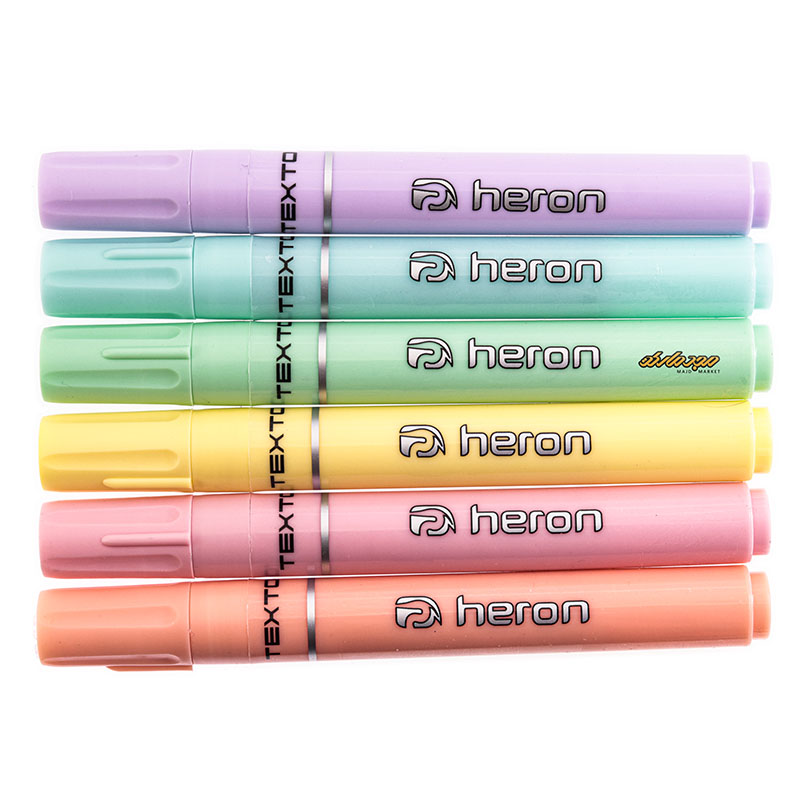 ماژیک علامت گذار بسته ای 6 رنگ پاستلی هرون HERON (3)