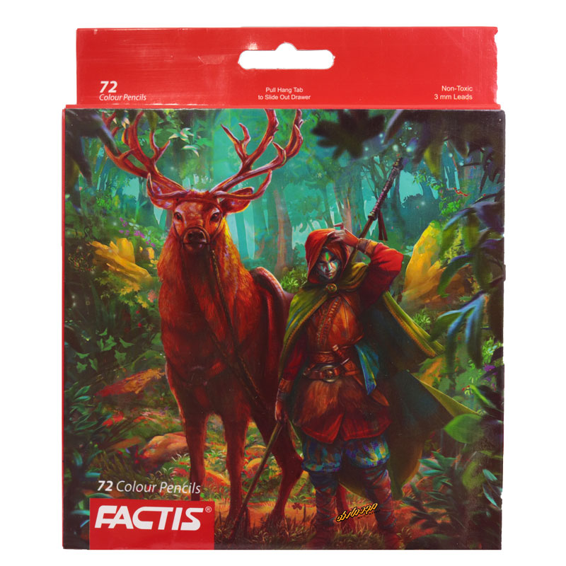 مدادرنگی 72 رنگ جعبه مقوایی طرح پسر و گوزن فکتیس FACTIS