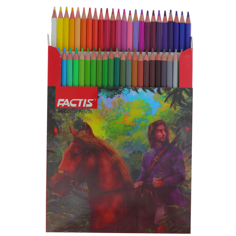 مداد رنگی 48 رنگ جعبه مقوایی طرح پسر و اسب فکتیس FACTIS (5)