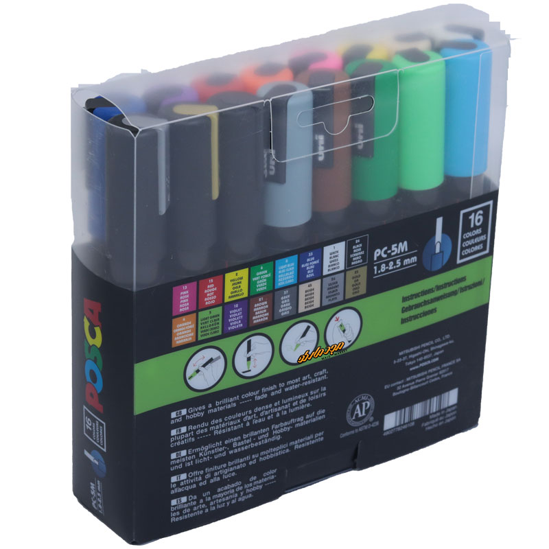 ماژیک 16 رنگ مدل پوسکا نوک (1.8 - 2.5 میلیمتر) یونی بال