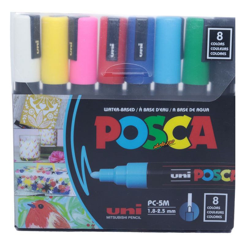 ماژیک 8 رنگ مدل پوسکا نوک (1.8 - 2.5 میلیمتر) یونی بال