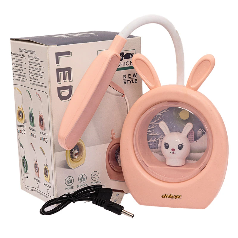 چراغ مطالعه رومیزی HK33222 صورتی طرح خرگوش (5)