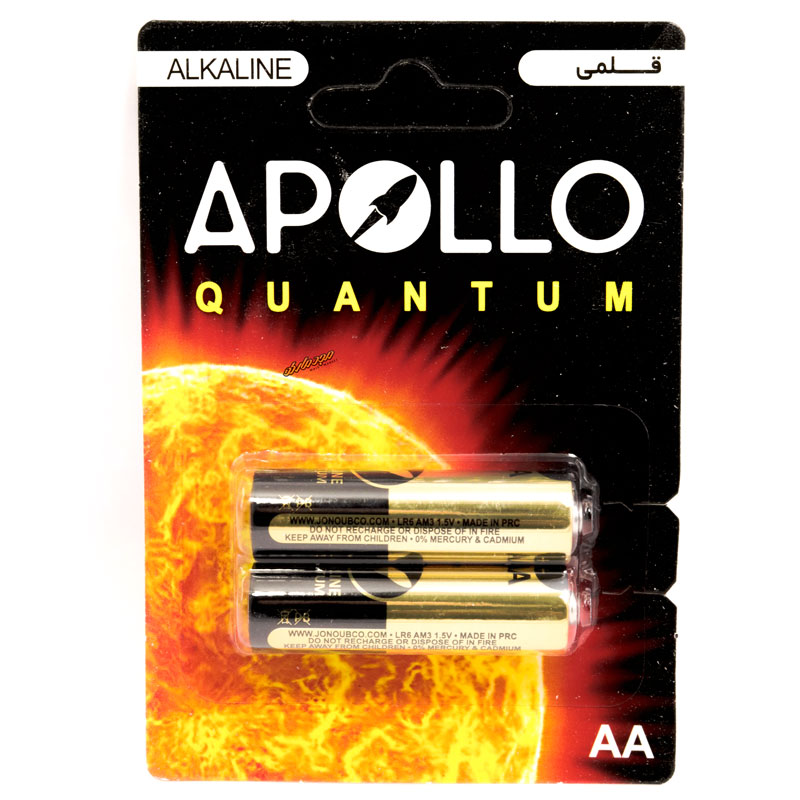 باتری قلمی آلکالاین آپولو بسته دو عددی APOLLO