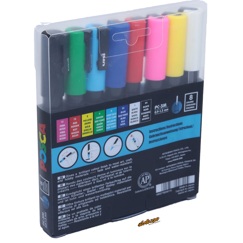 ماژیک 8 رنگ مدل پوسکا نوک (0.9-1.3 میلیمتر) یونی بال