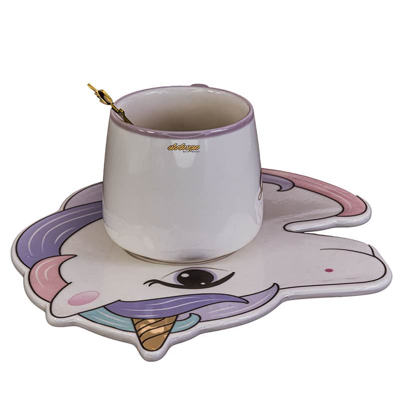 ماگ و نعلبکی طرح یونیکورن بنفش (2)