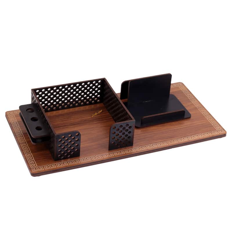 ست قهوه ای چوبی اداری و جا موبایلی بهنود