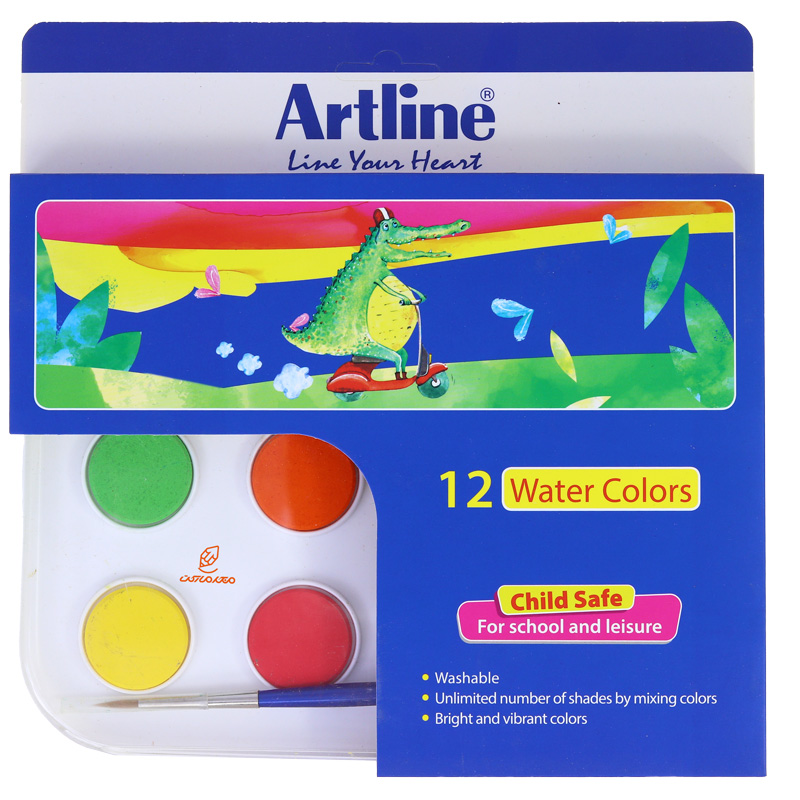 آبرنگ 12 رنگ + قلمو 820W12 آرت لاین