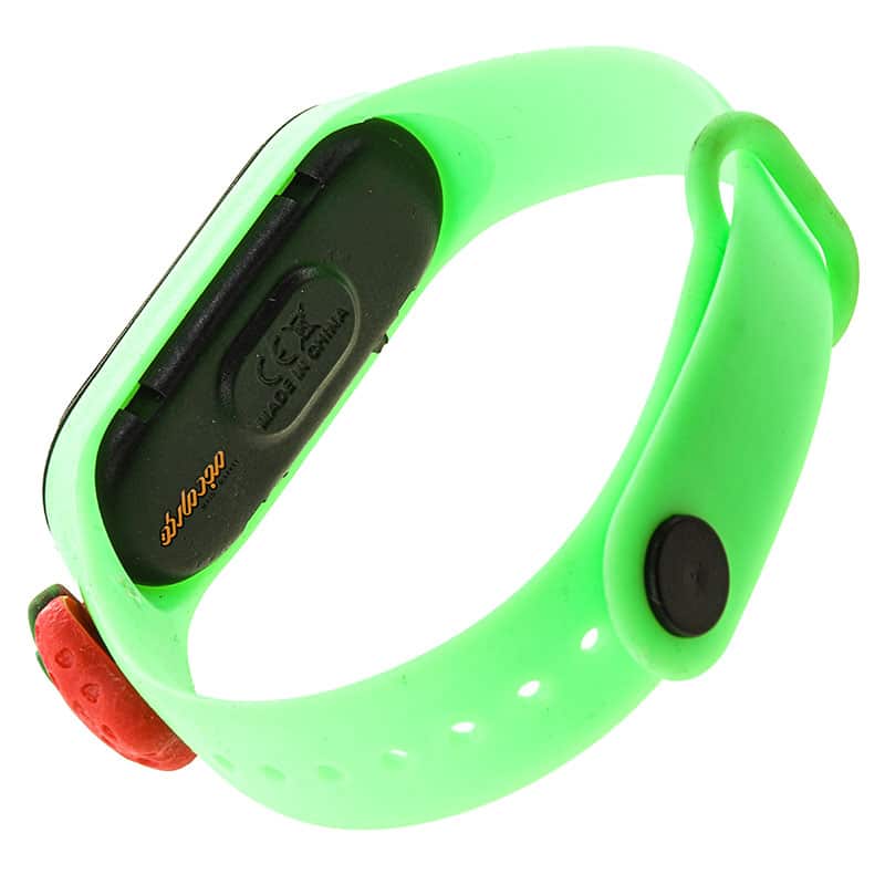 ساعت دیجیتالی بند سیلیکونی سبز طرح توت فرنگی (1)