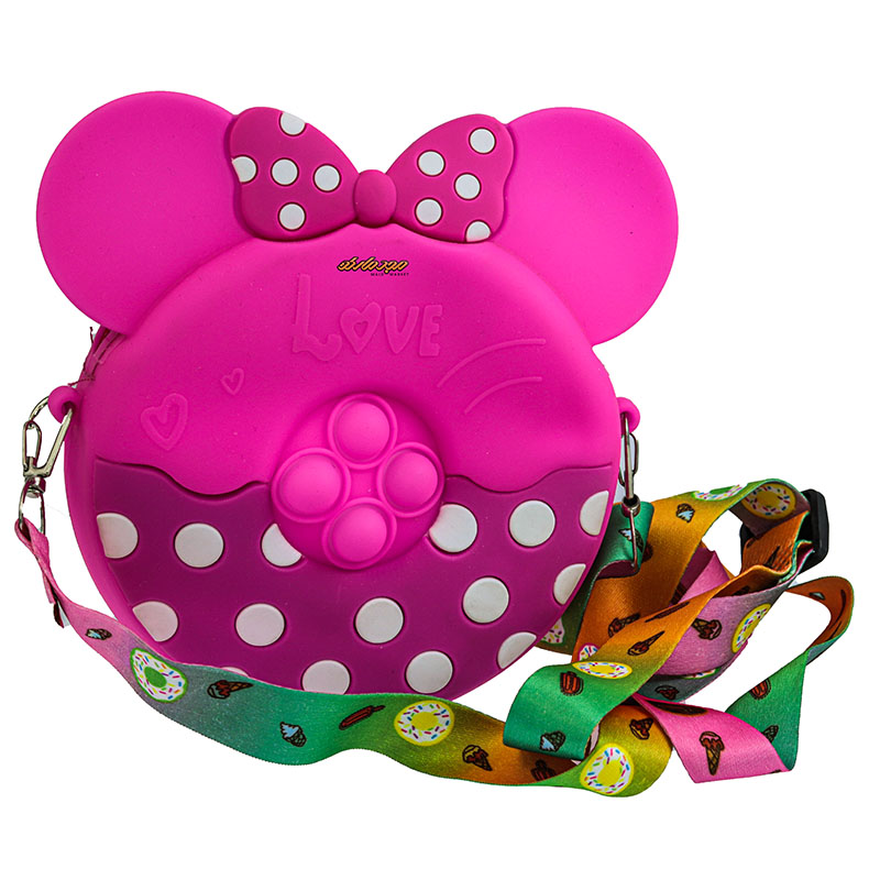 کیف پاپ ایتی سیلیکونی سرخابی طرح میکی موس