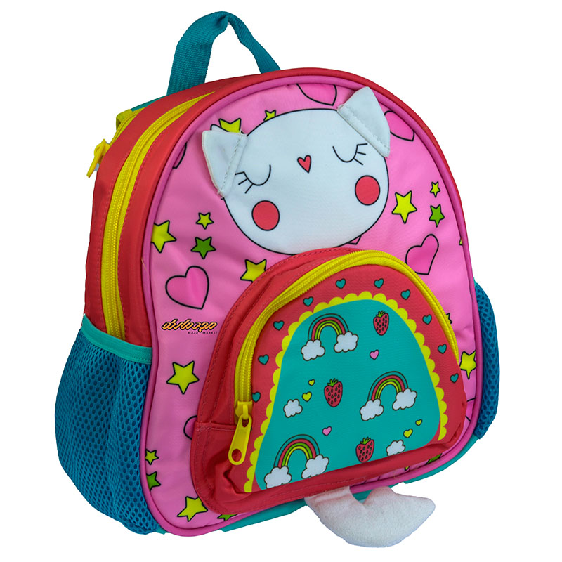 کوله پشتی مهد کودکی صورتی طرح گربه مدل کینگ 2144 (7)