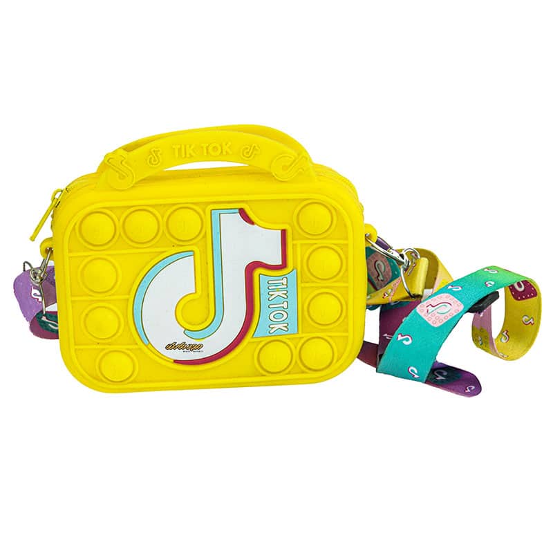 کیف پاپ ایتی سیلیکونی زرد طرح تیک تاک