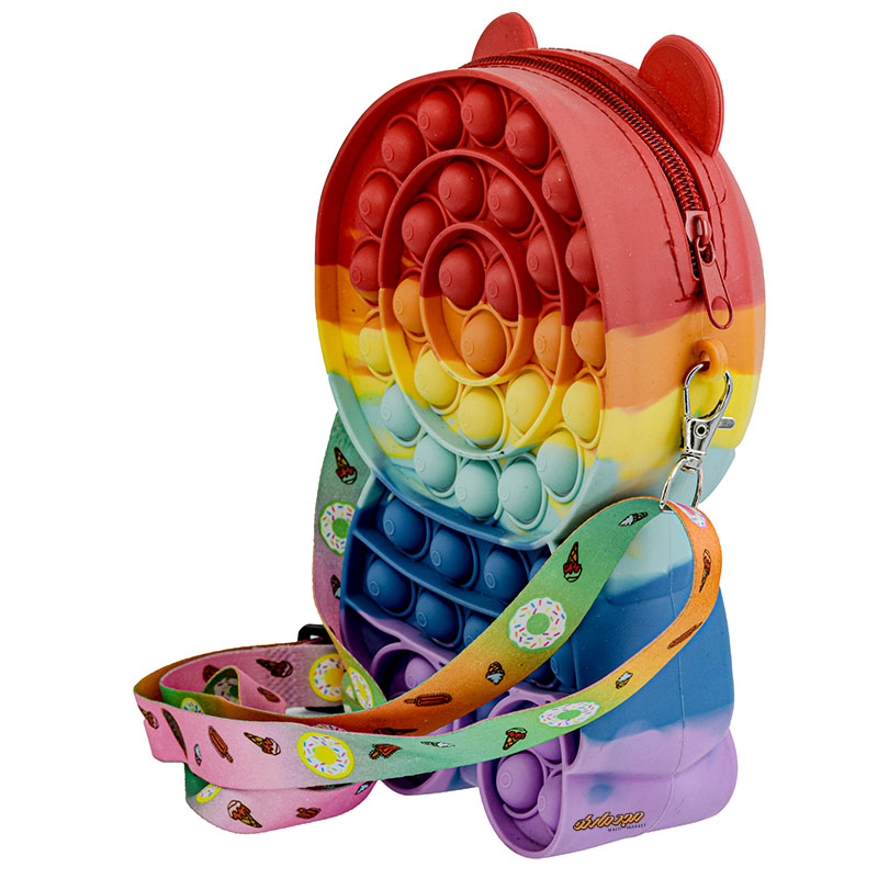 کیف پاپتی سیلیکونی رنگین کمونی طرح خرس (2)