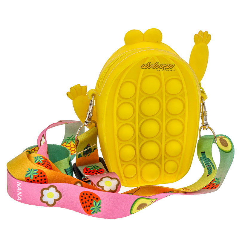 کیف پاپ ایتی سیلیکونی زرد طرح کاکتوس (1)