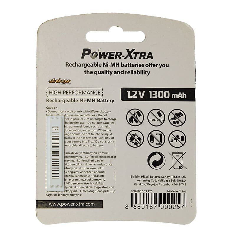باتری قلمی شارژی 1300mAبسته دو عددی پاور اکسترا POWER-XTERA (2)