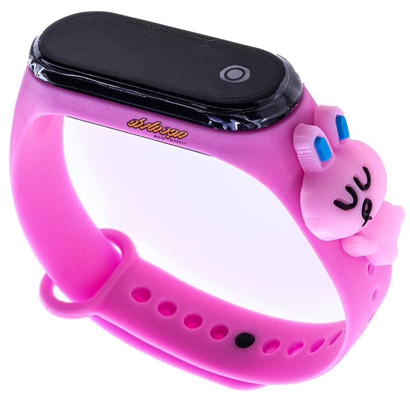 ساعت دیجیتالی بند سیلیکونی صورتی طرح خرگوش