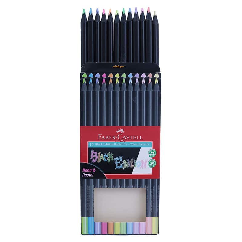 مداد رنگی 12 رنگ پاستلی نئون فابر کاستل مدل بلک ادیشن (3)