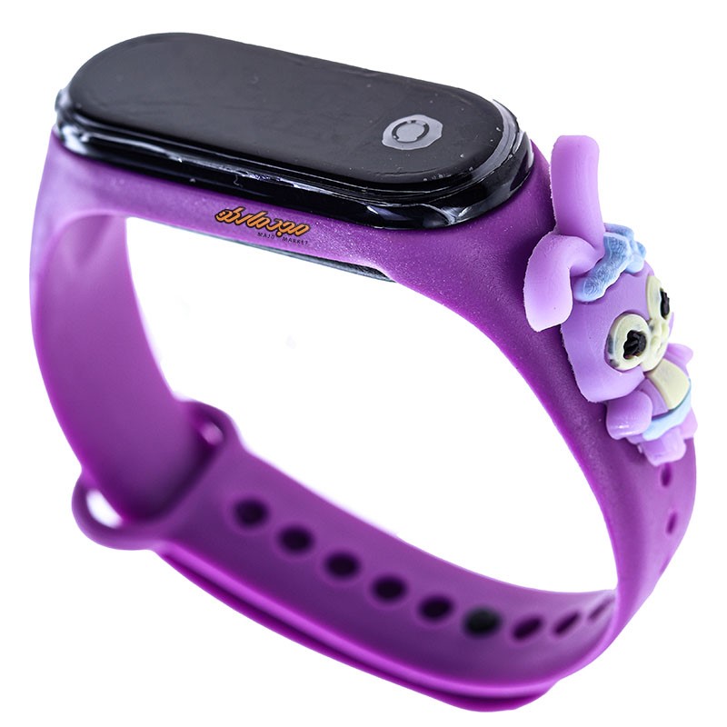 ساعت دیجیتالی بند سیلیکونی بنفش طرح خرگوش