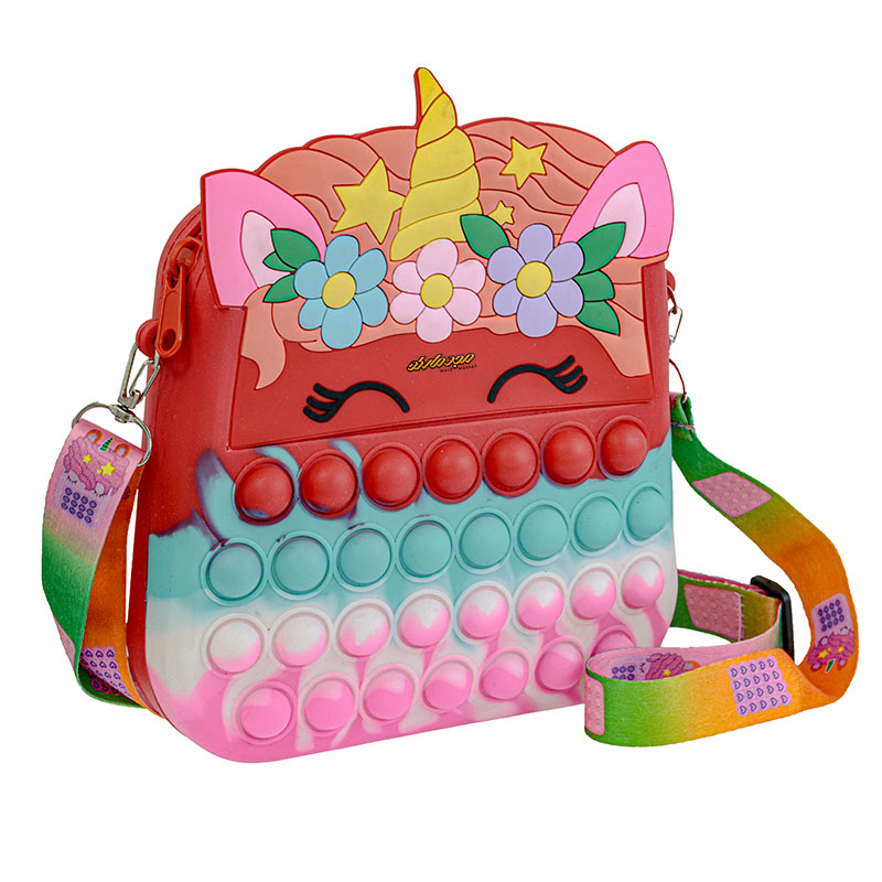 کیف پاپ ایتی سیلیکونی قرمز طرح تک شاخ