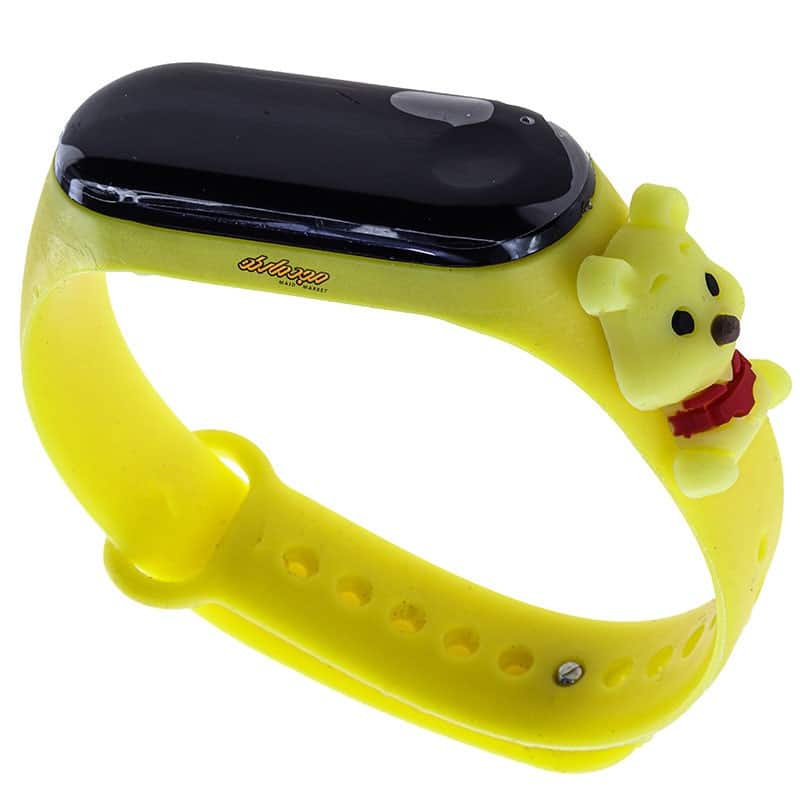 ساعت دیجیتالی بند سیلیکونی زرد طرح خرس