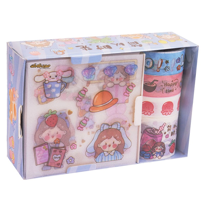 چسب نواری طرح دار آبی 20801