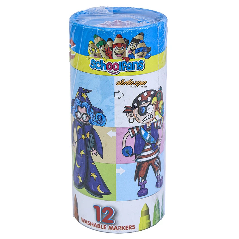 ماژیک 12 رنگ استوانه ای پازلی اسکول فنس 92412 SCHOOL FANS (2)