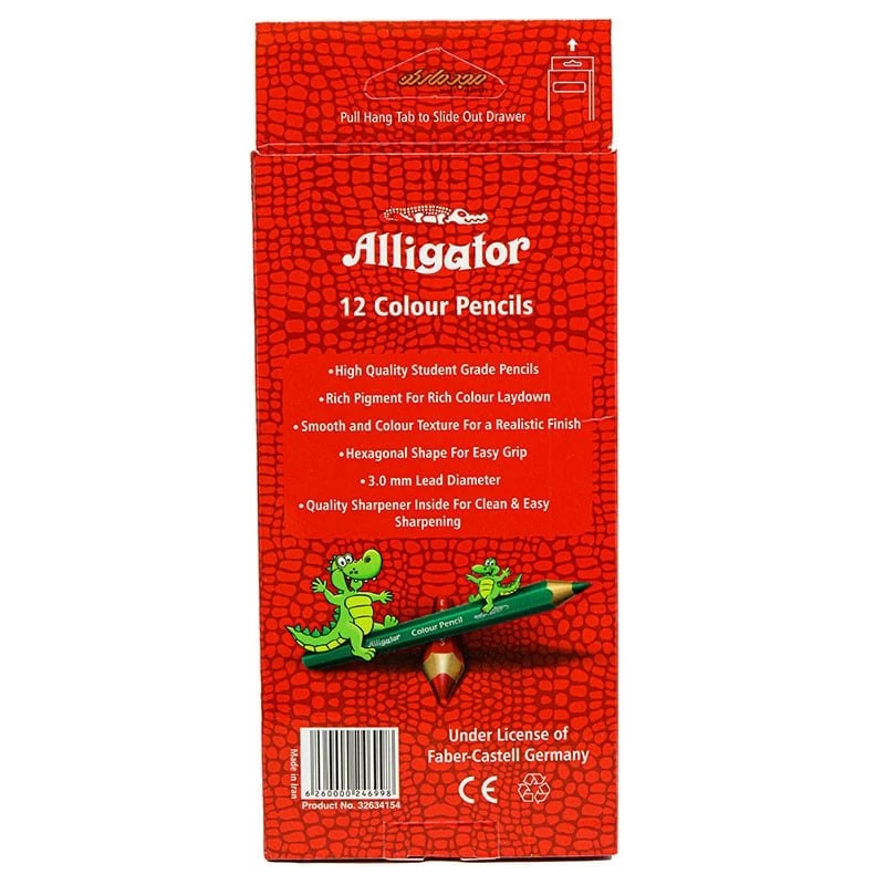 مداد رنگی 12 رنگ جعبه مقوایی علی گاتور ALI GATOR (4)