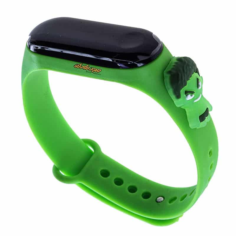 ساعت دیجیتالی بند سیلیکونی سبز طرح هالک