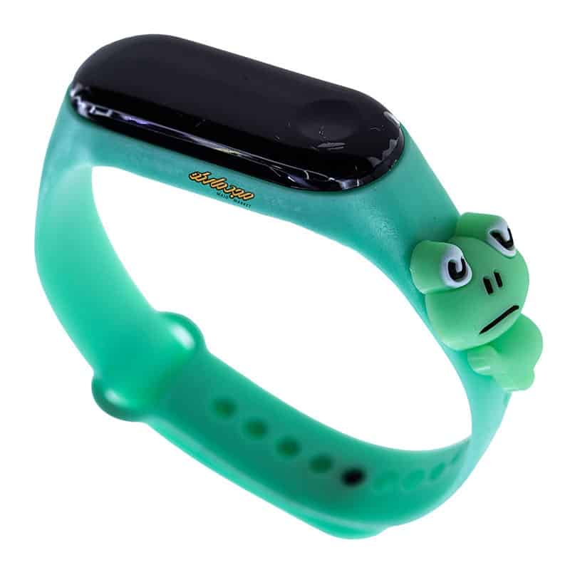 ساعت دیجیتالی بند سیلیکونی سبز آبی طرح قورباقه