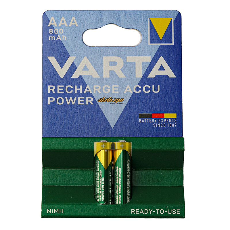 باتری نیم قلمی شارژی 800mA بسته دو عددی وارتا VARTA